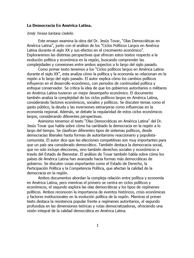 Emily Santana. La Democracia en America Latina | PDF | Autoritarismo ...