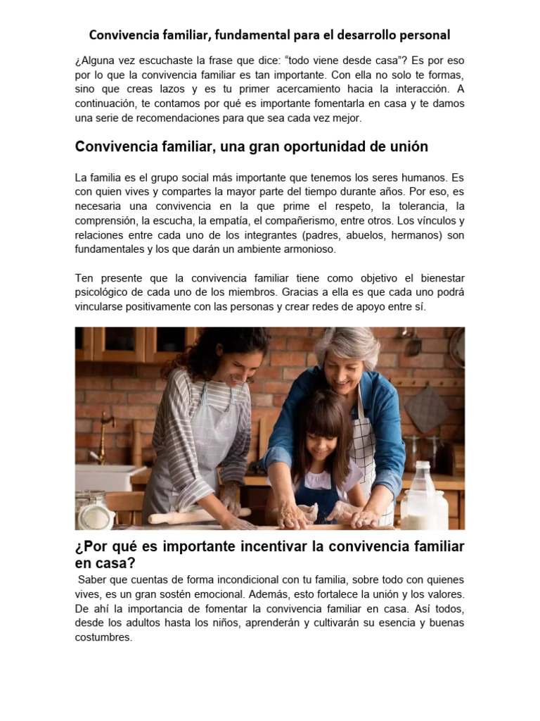 Convivencia Familiar Pdf Familia Empatía