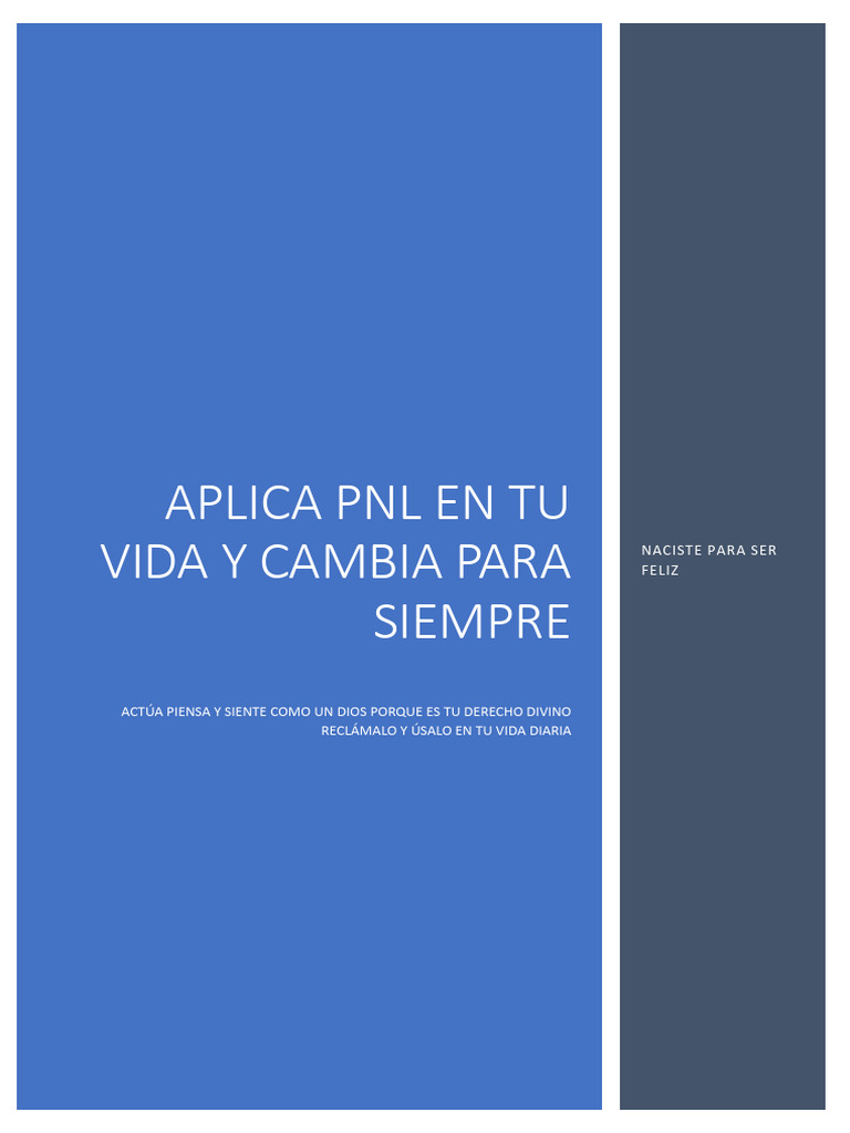 Aplica PNL y Transforma tu Vida | PDF | Vídeo | Imagen