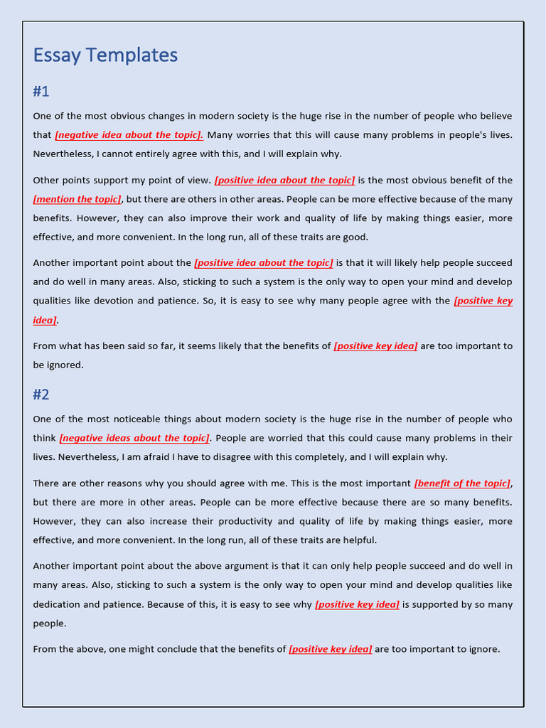 Essay Templates for Balanced Arguments | PDF | Reason | Cognition
