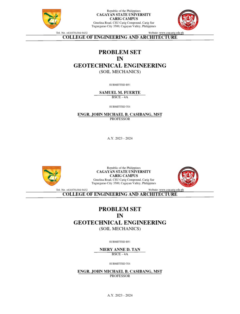 Geotechnical Engineering Problem Set | PDF