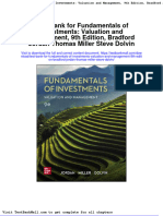 Test Bank For Fundamentals of Investments: Valuation and Management, 9th Edition, Bradford Jordan Thomas Miller Steve Dolvin