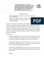 Fichamneto - Título Marketing Ortodoxo, Societal e Social As Diferentes Relações de Troca Com A Sociedade