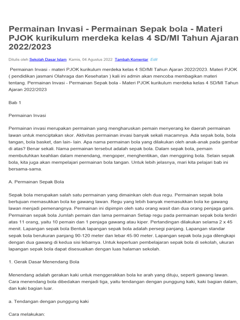 Permainan Invasi | PDF | Karier & Perkembangan | Olahraga & Rekreasi