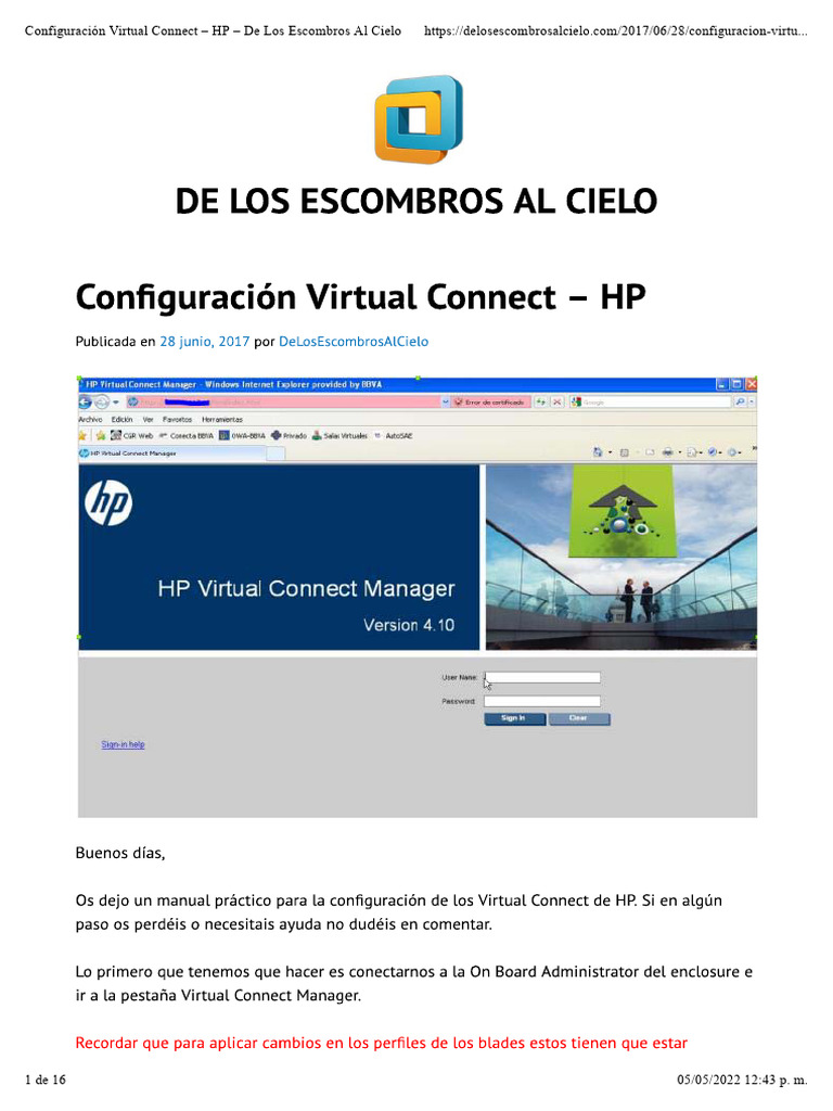 Guía de Configuración Virtual Connect HP | PDF | Informática