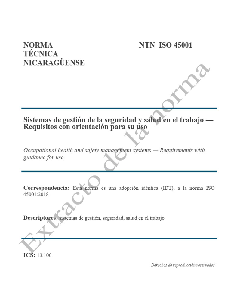Ntn Iso 45001 Sistemas De Gestión De La Seguridad Y Salud En El Trabajo