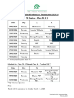 Time Table For Centralized Preliminary Examination IX - X 23-24 FS All Regions