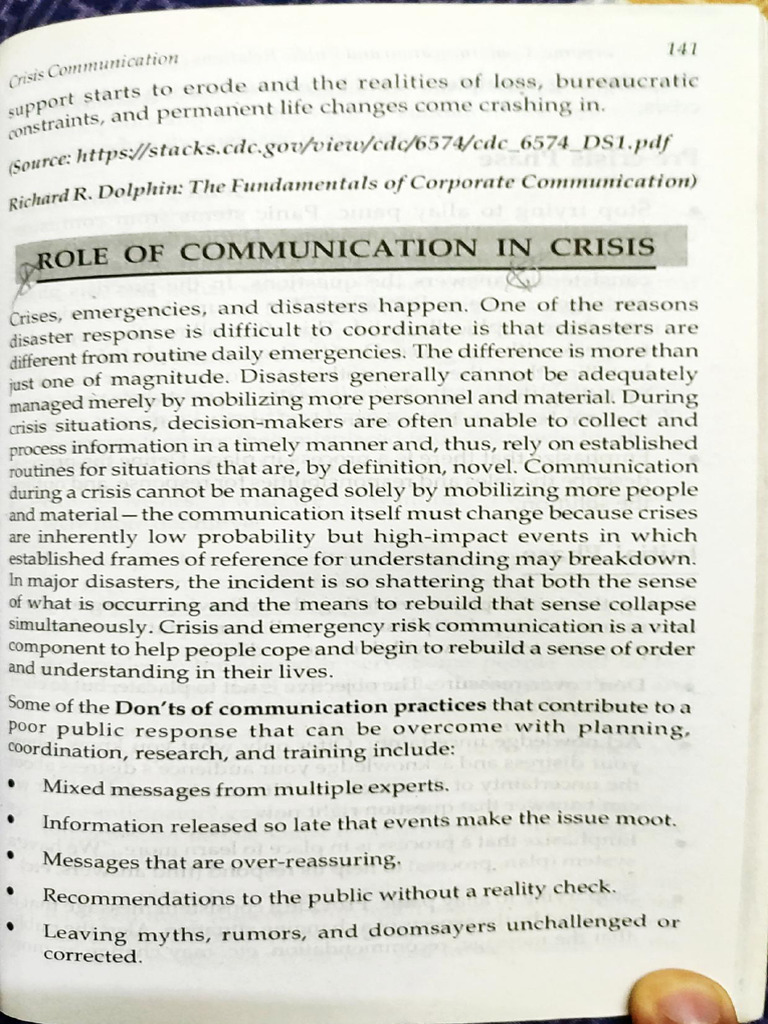 Role Of Communication In Crisis Pdf