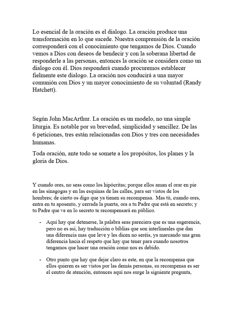 La Oración: Diálogo y Comunión con Dios | PDF | Oración | Creencia ...