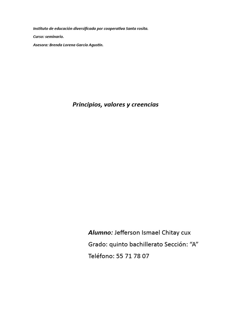 Principios Valores Creencias JEFERSON ISMAEL CHITAY CUX PDF 