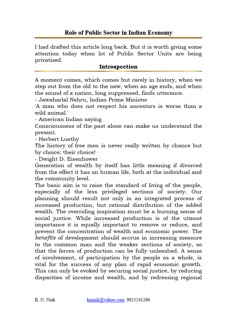Role Of Public Sector In Indian Economy Pdf State Owned Enterprise