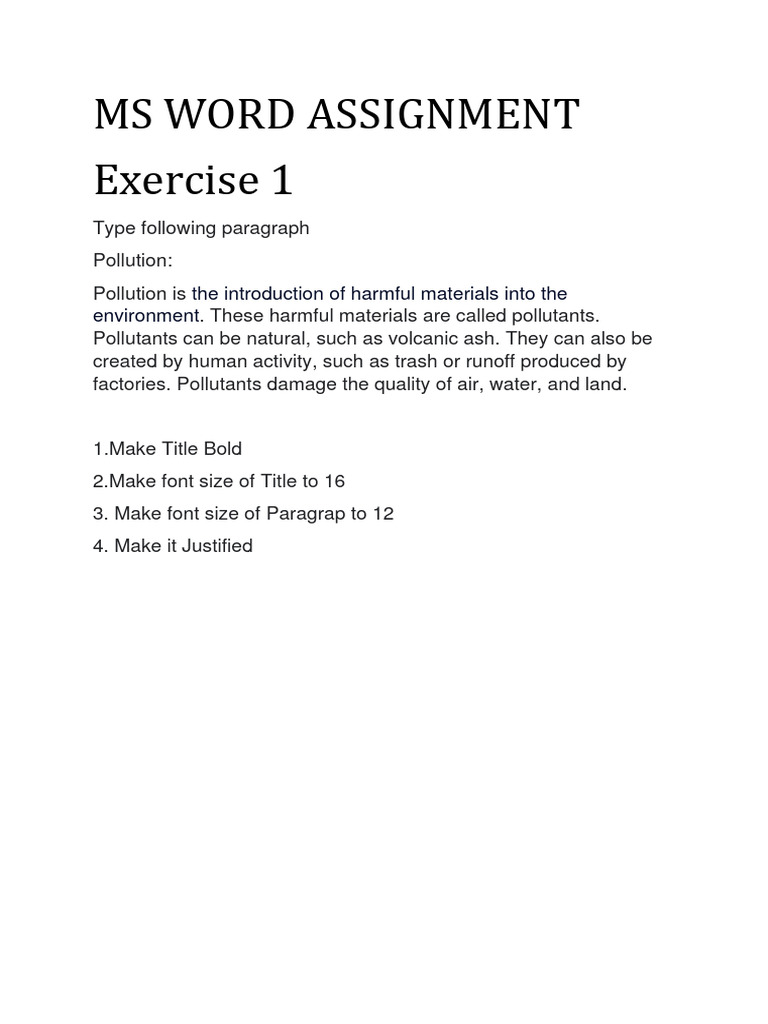 Ms Word Assignment | PDF