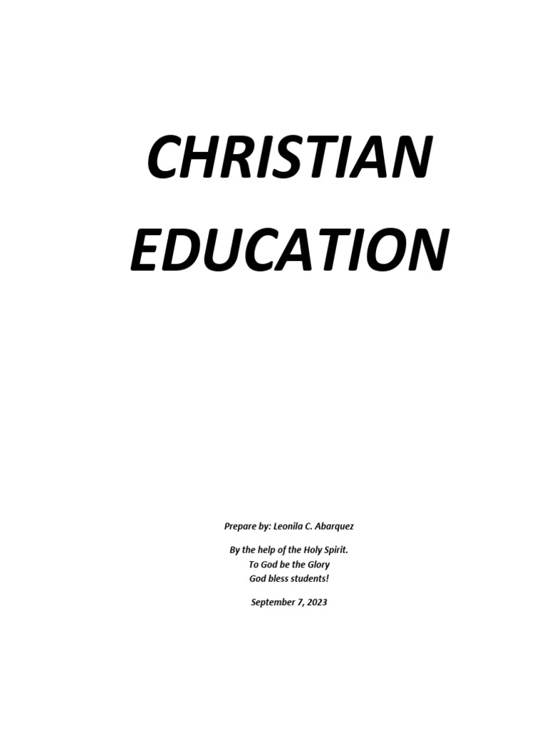 Christian Education PDF Jesus Gospel Of John