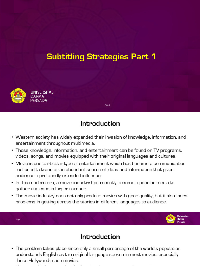 Subtitling Strategies Overview | PDF | Translations | Entertainment
