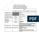 DATE SHEET 2024 - Class 5 and 8 Feeding Schools