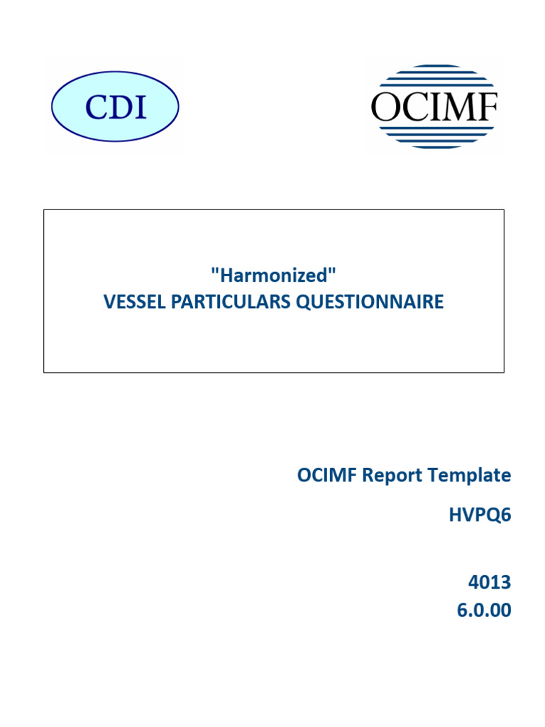 CDI - Harmonized Vessel Particulars Questionnaire (HVPQ) - 6th Edition ...