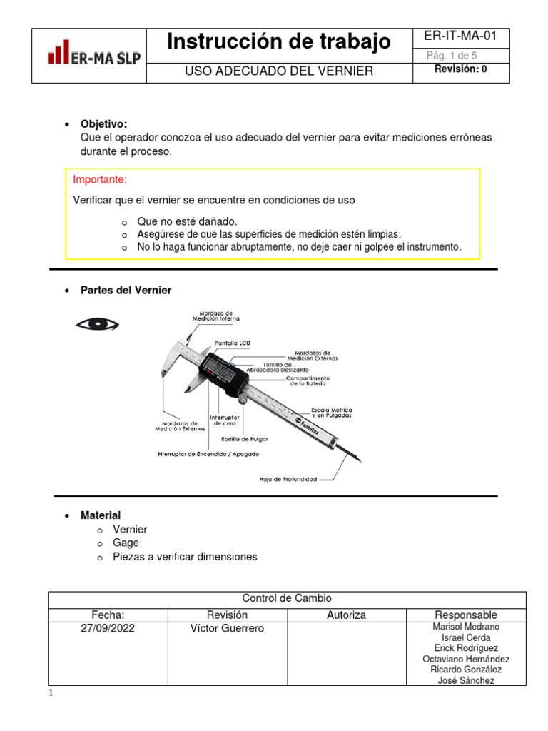 Uso Correcto del Vernier en Mediciones | PDF