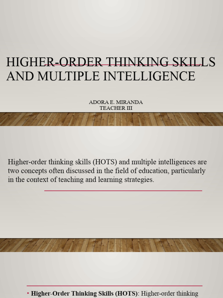 Enhancing Education with HOTS & Intelligences | PDF | Intelligence ...