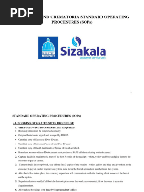 Cemetries and Crematoria Standard Operating Procesures