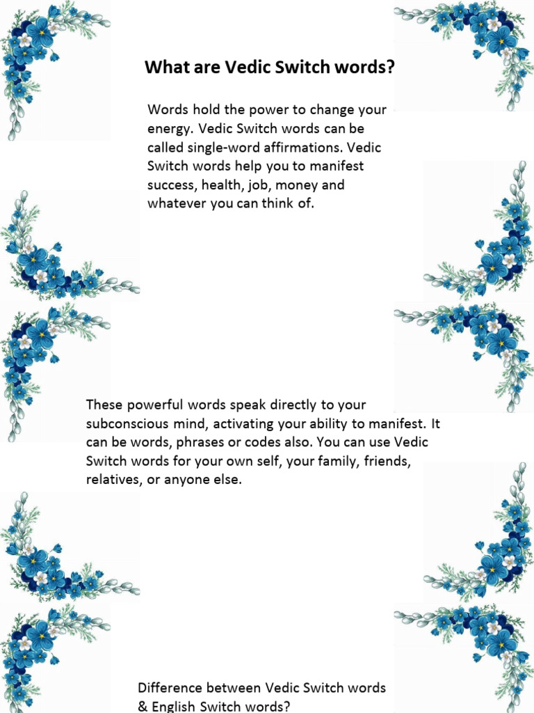 Vedic Switch Words For Divine Pregnancy and Conception | PDF