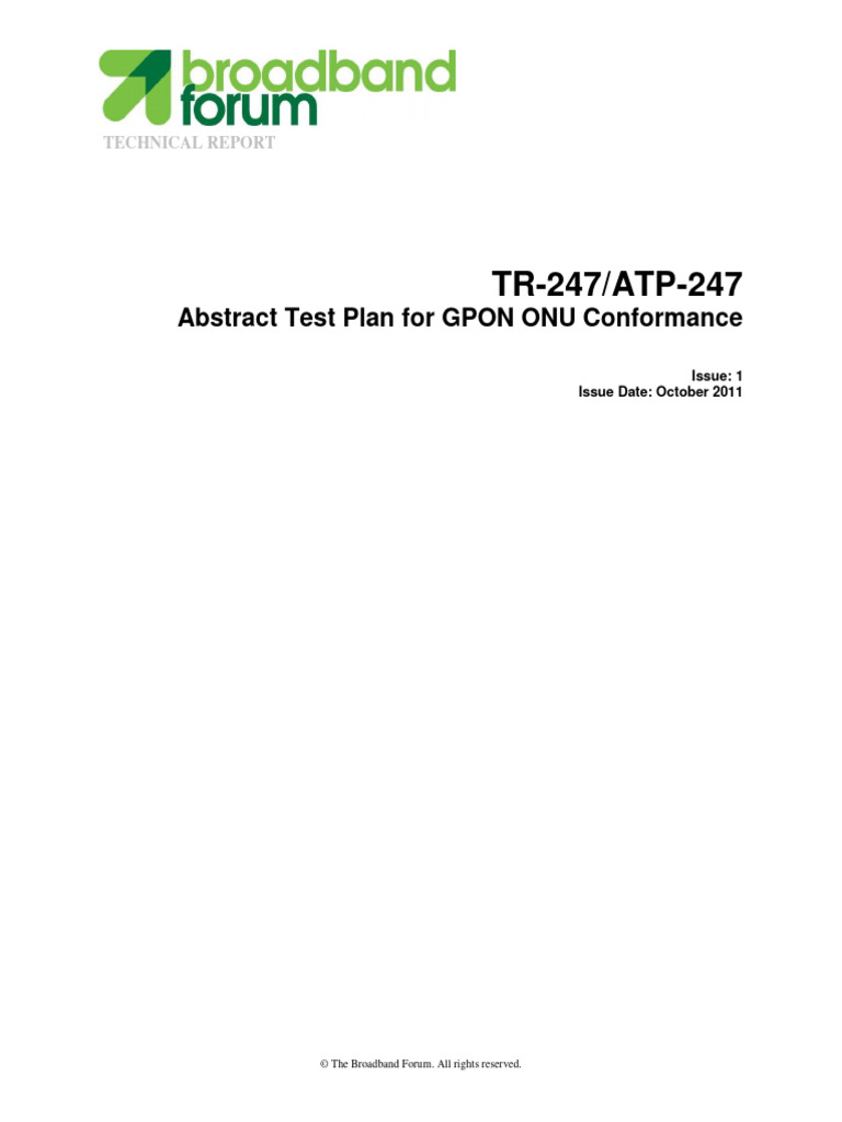 TR 247 - Atp 247 | PDF | Fiber To The X | Computer Network