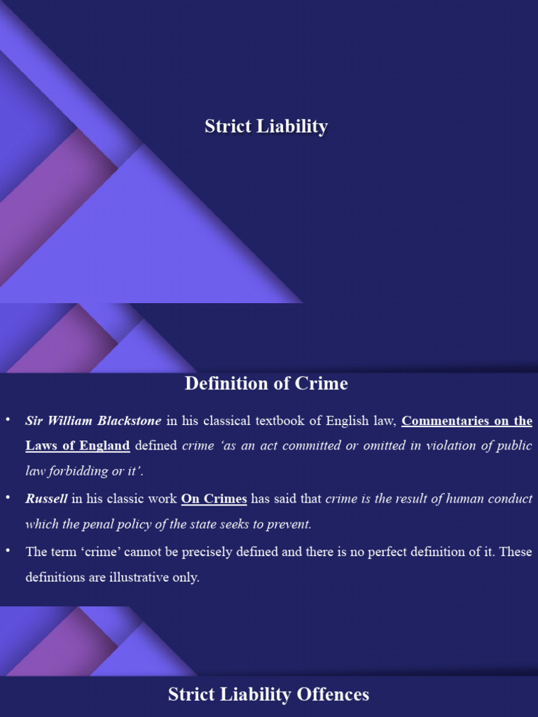 Strict Liablitiy Offences Pdf Mens Rea Crimes