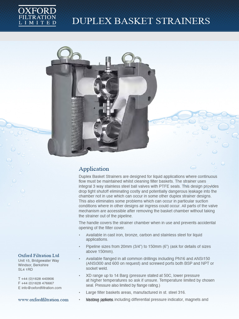 OXF - Duplex Brochure Updated 2023 | PDF | Valve | Filtration