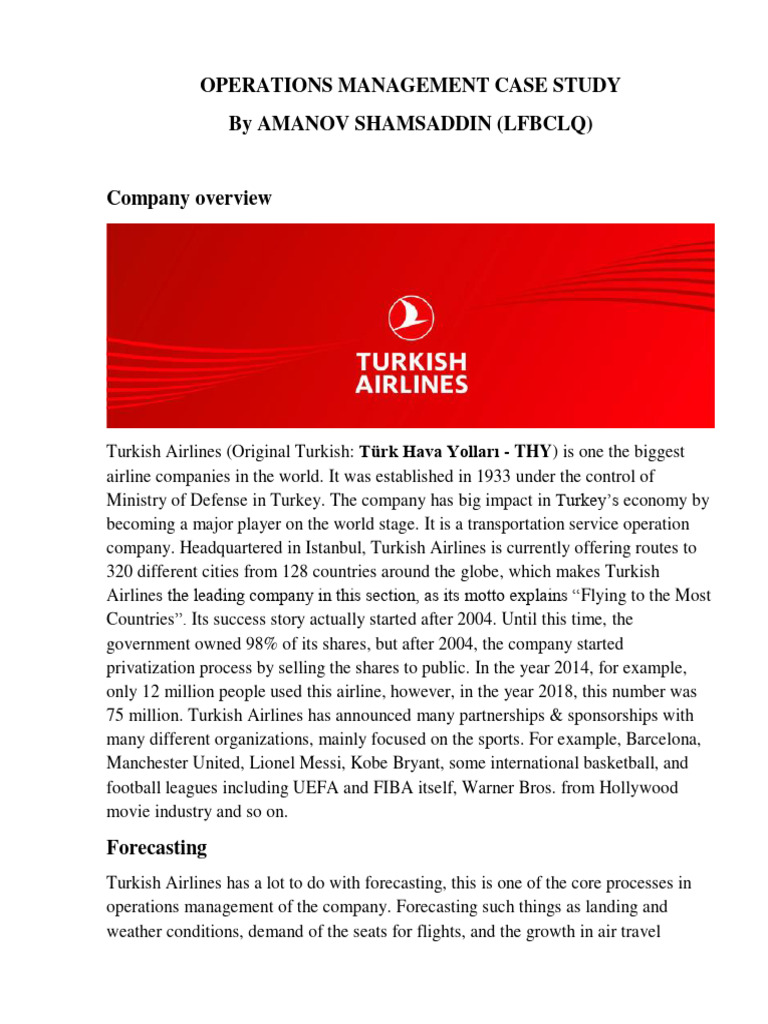 Turkish Airlines Operations Overview 2022 | PDF | Airlines | Transport