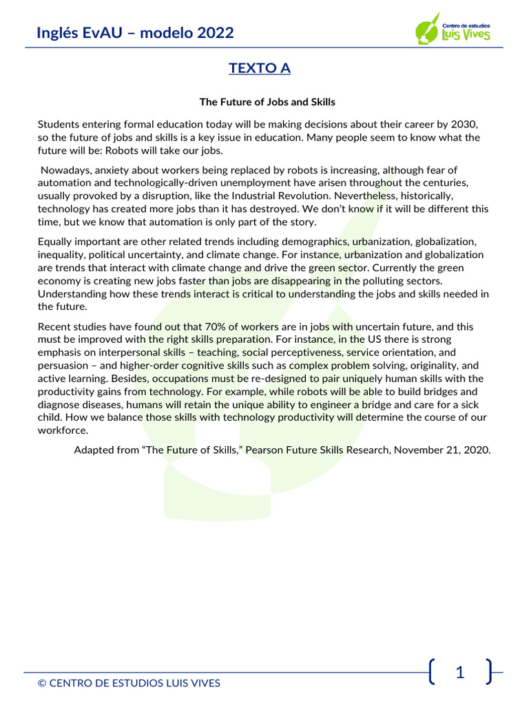 Ingles Evau Modelo Jobs Pdf Popular Culture Media Studies