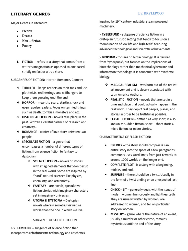 Literary Genres (Hum1) | PDF | Poetry | Genre