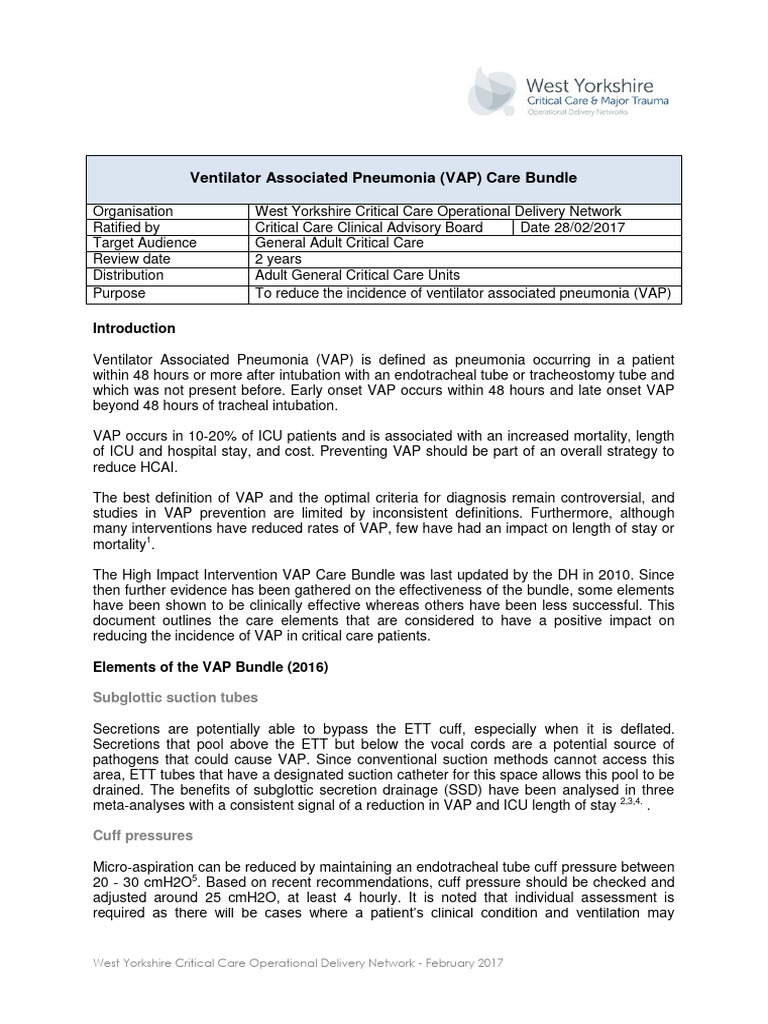 Vap Care Bundle Final PDF Diseases And Disorders Medicine