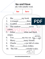 Has and Have Worksheets For Grade 1-6