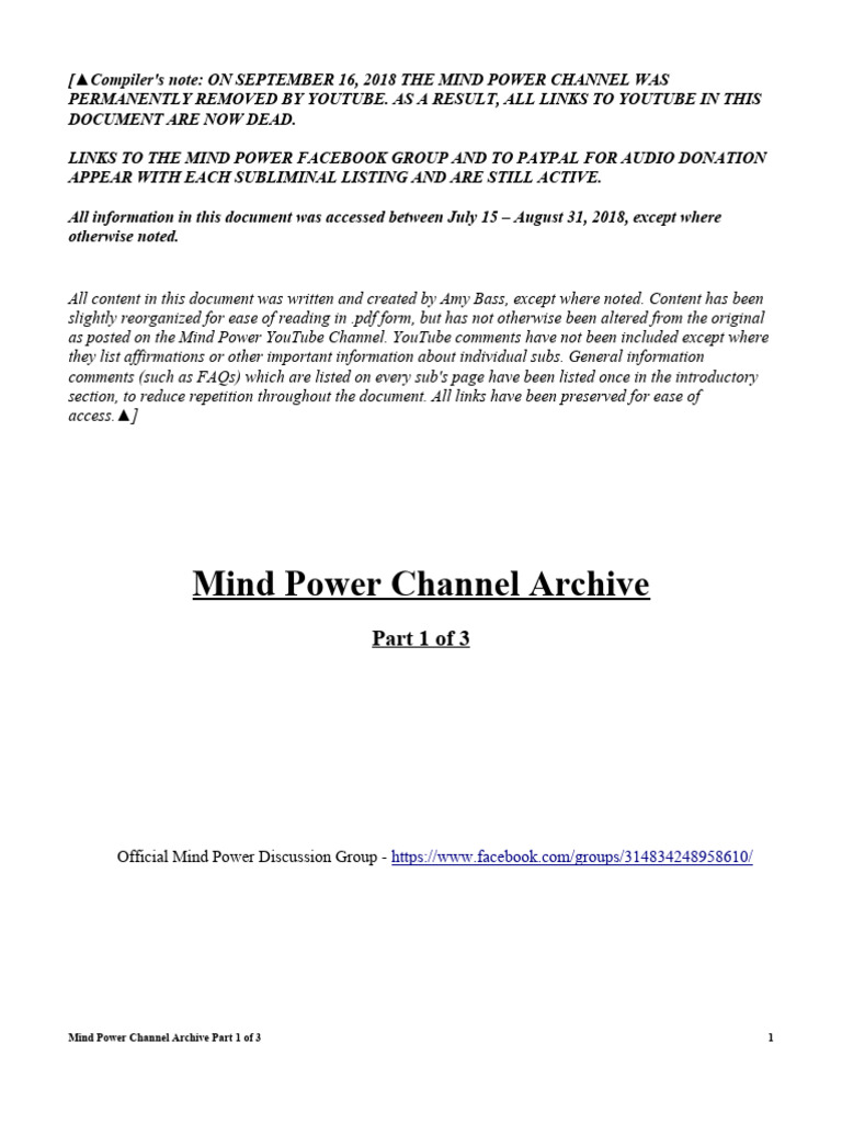 Mind Power Subliminals Archive Part 1 | PDF | Immunity (Medical) | Mind