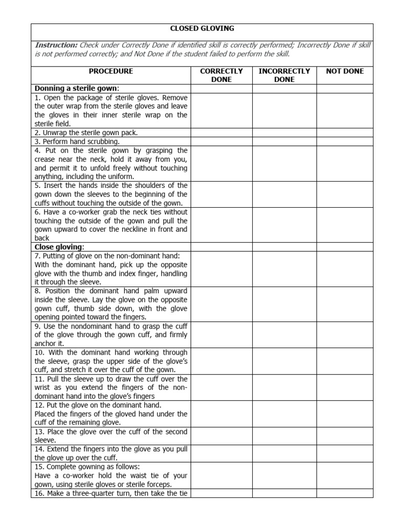 Closed Gloving Pdf Hand Glove