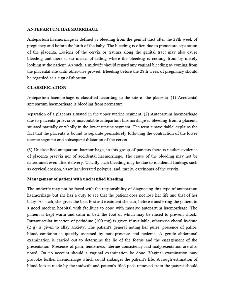 Antepartum Haemorrhage Download Free PDF Anatomy Maternal Health