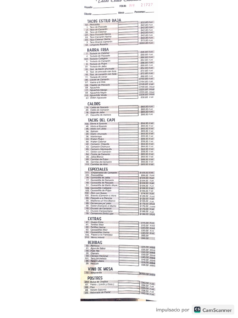 Mexican Fiesta Menu Pdf