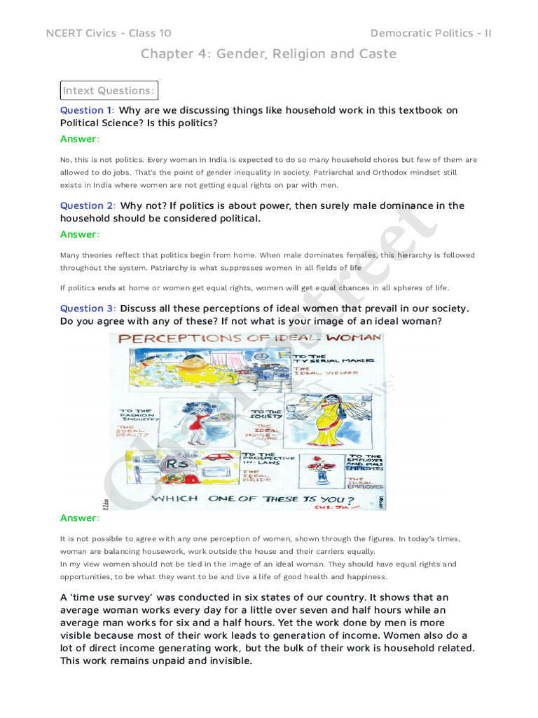 Chapter-4-Gender-Religion-And-Caste Intext Questions | PDF | Woman | Voting