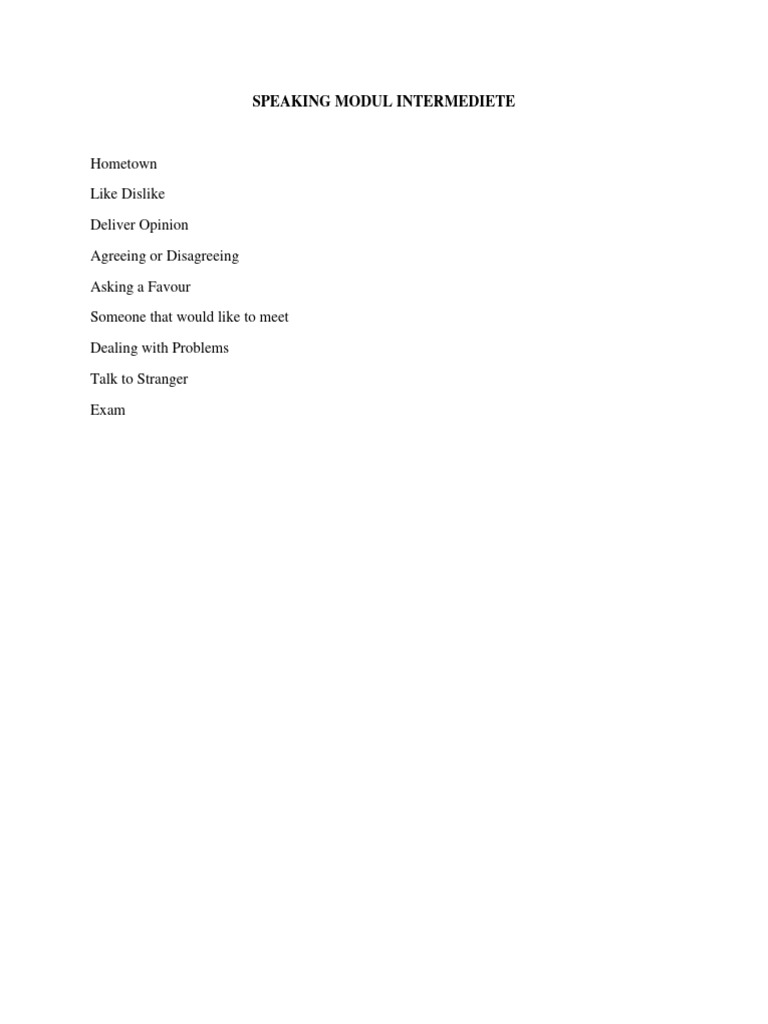 Oec Speaking Modul Intermediete | PDF | Cost Of Living