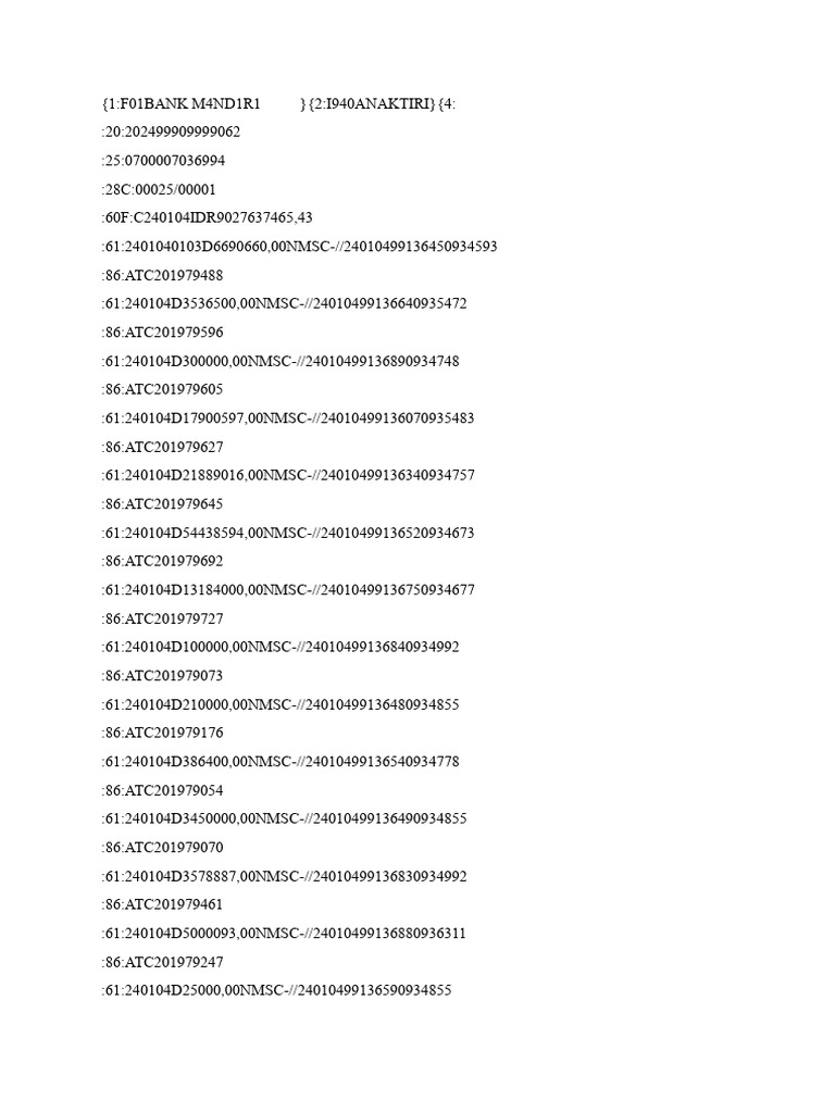 MT940 Bank Statement Overview | PDF | Technology & Engineering
