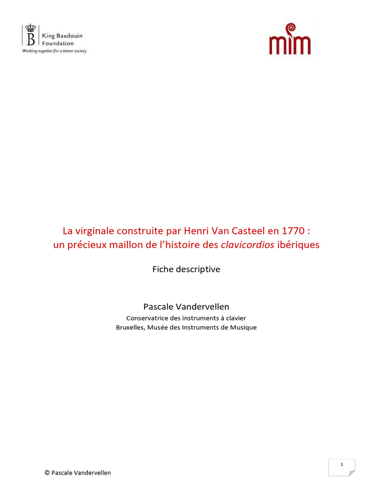 Virginale de Van Casteel, 1770 : Histoire et caractéristiques | PDF ...