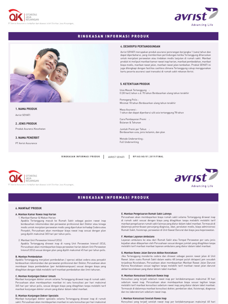 Informasi Produk Avrist SEHATI | PDF | Bisnis | Pengelolaan Keuangan & Uang