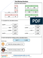 Year 5 Find Missing Numbers HWK