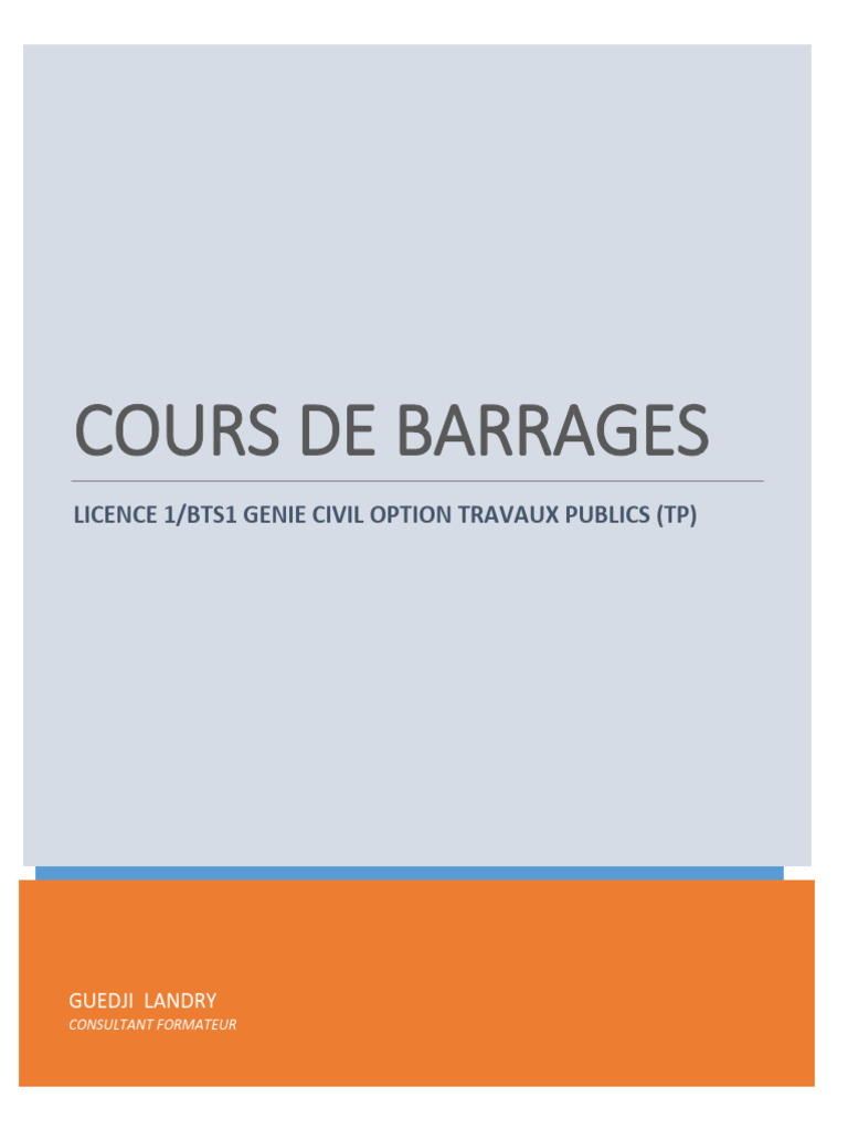 Cours complet de barrages hydrauliques bts1 tp pdf