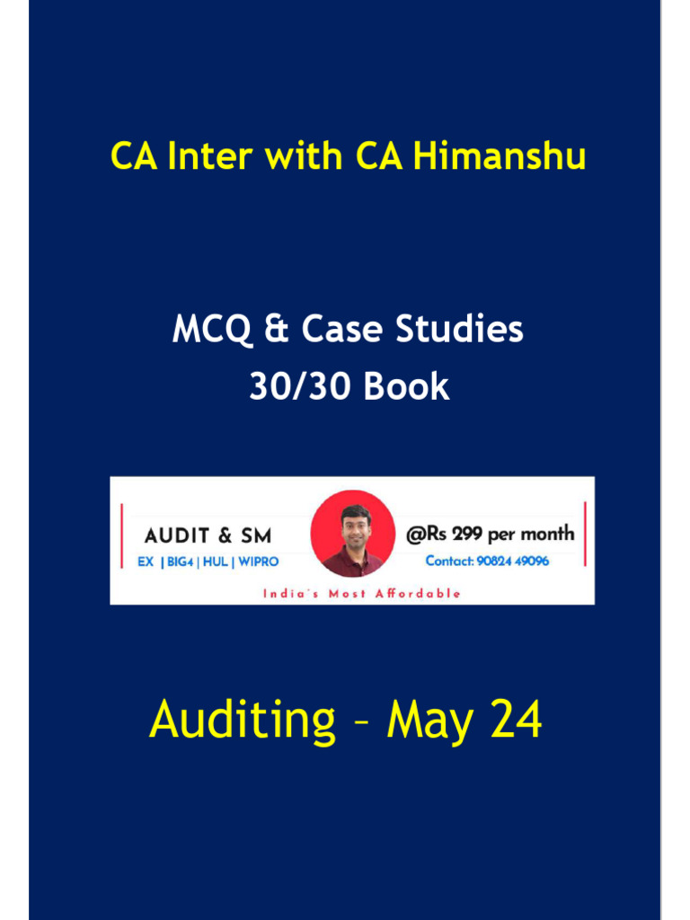 Answers+Part+1 MCQ CA+Inter+Audit May+24 | PDF | Audit | Financial Audit