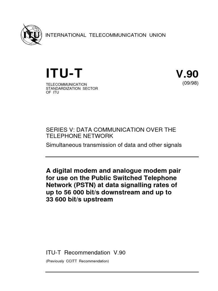 Itu-T V.90-1998 | PDF | Modem | Bit Rate
