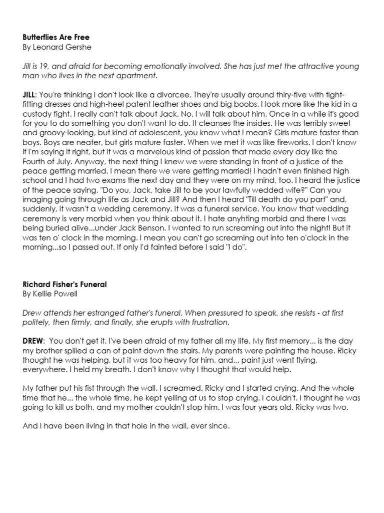 Butterflies Are Free Jill Monologue PDF