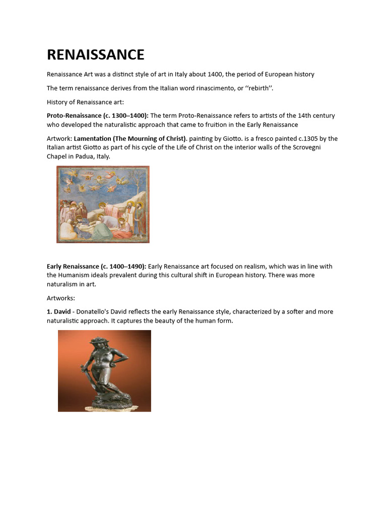 Overview of Renaissance Art Styles | PDF | Renaissance Art | Renaissance
