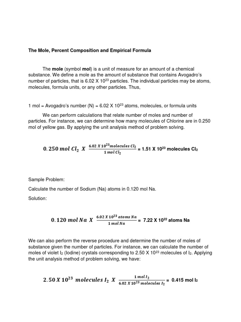 Mole Percent and Composition Calculations | PDF | Mole (Unit) | Molecules