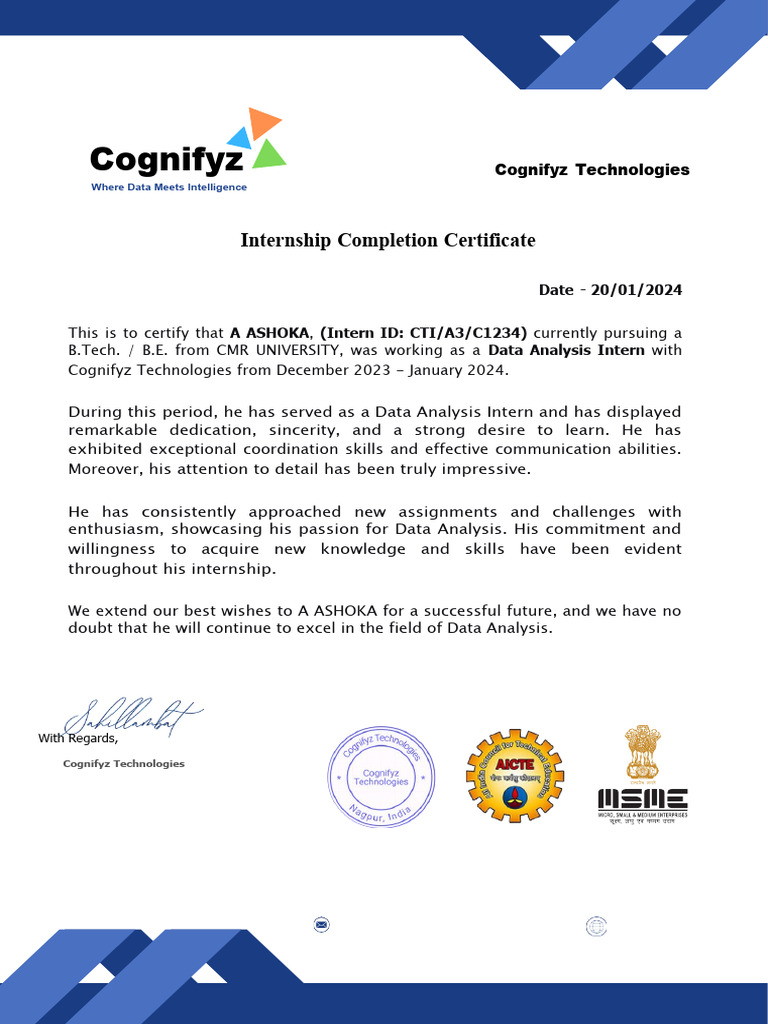 Internship Certificate | PDF