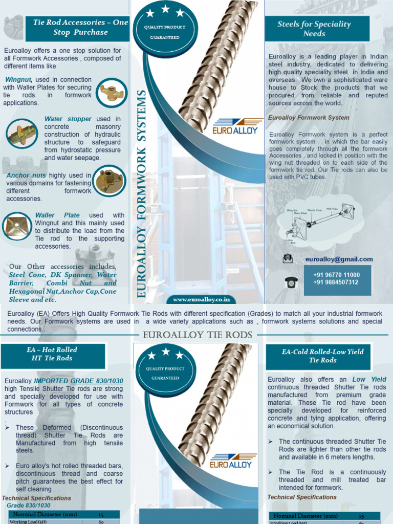 Euroalloy Formwork Tie Rod Solutions | PDF | Construction | Welding